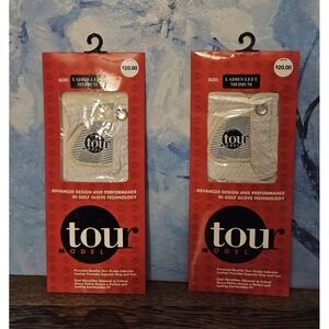 Tour Model Women's Left Hand Golf Gloves Size M White Leather  Breathable 2x1